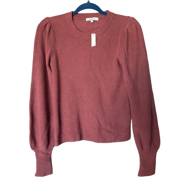 NWT Madewell Merino Wool and Alpaca Blend Burgundy Baybrook Knit Sweate Sz XS - Picture 2 of 6